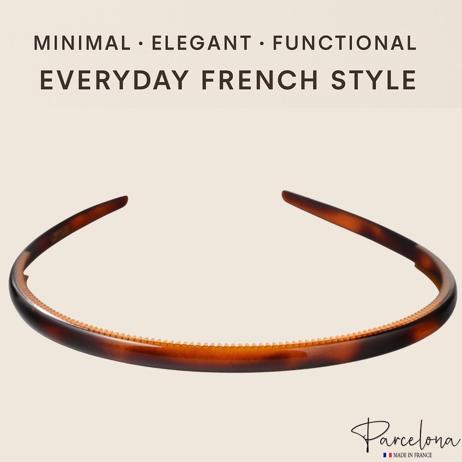 Parcelona French Nue Yoga Headband Inner Grip Teeth Hairband for Women & Men Unisex