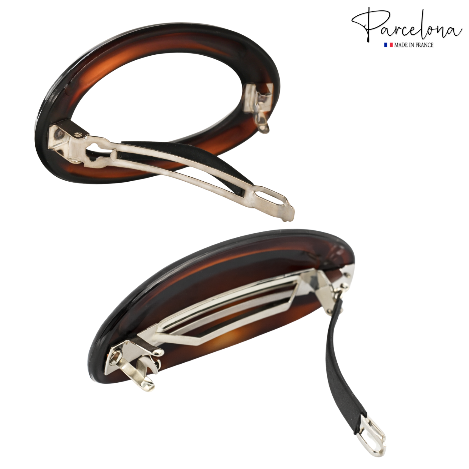 Parcelona French Dome O Ring Barrette Tortoise Shell No Slip Hair Clips Set of 2