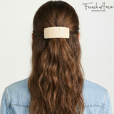 French Amie Wide Quilted Rectangular Barrette 3.5" Handmade Cellulose Acetate Hair Clip