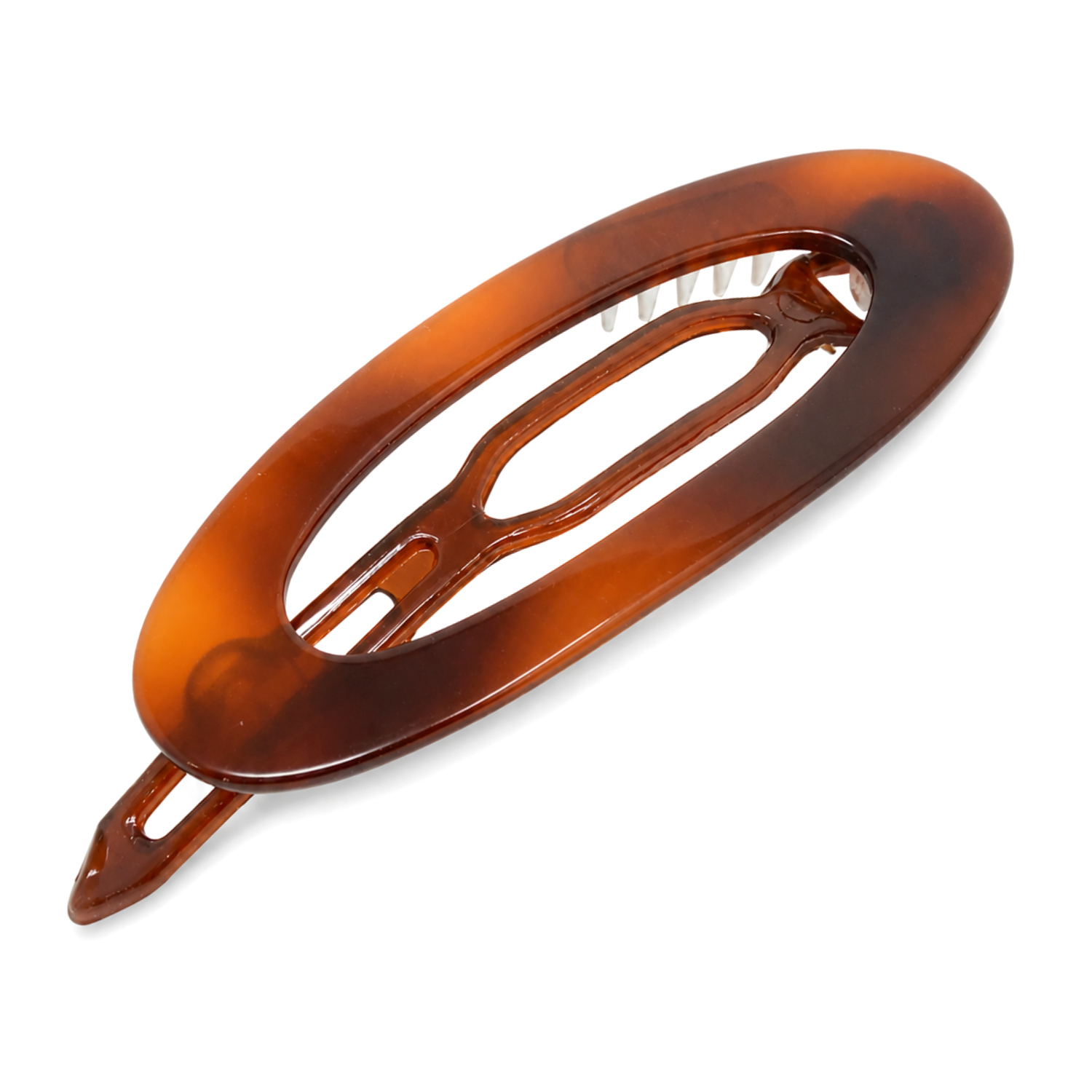 French Amie Oval Cut Out Small Handmade Cellulose Snap Hair Barrette for Women