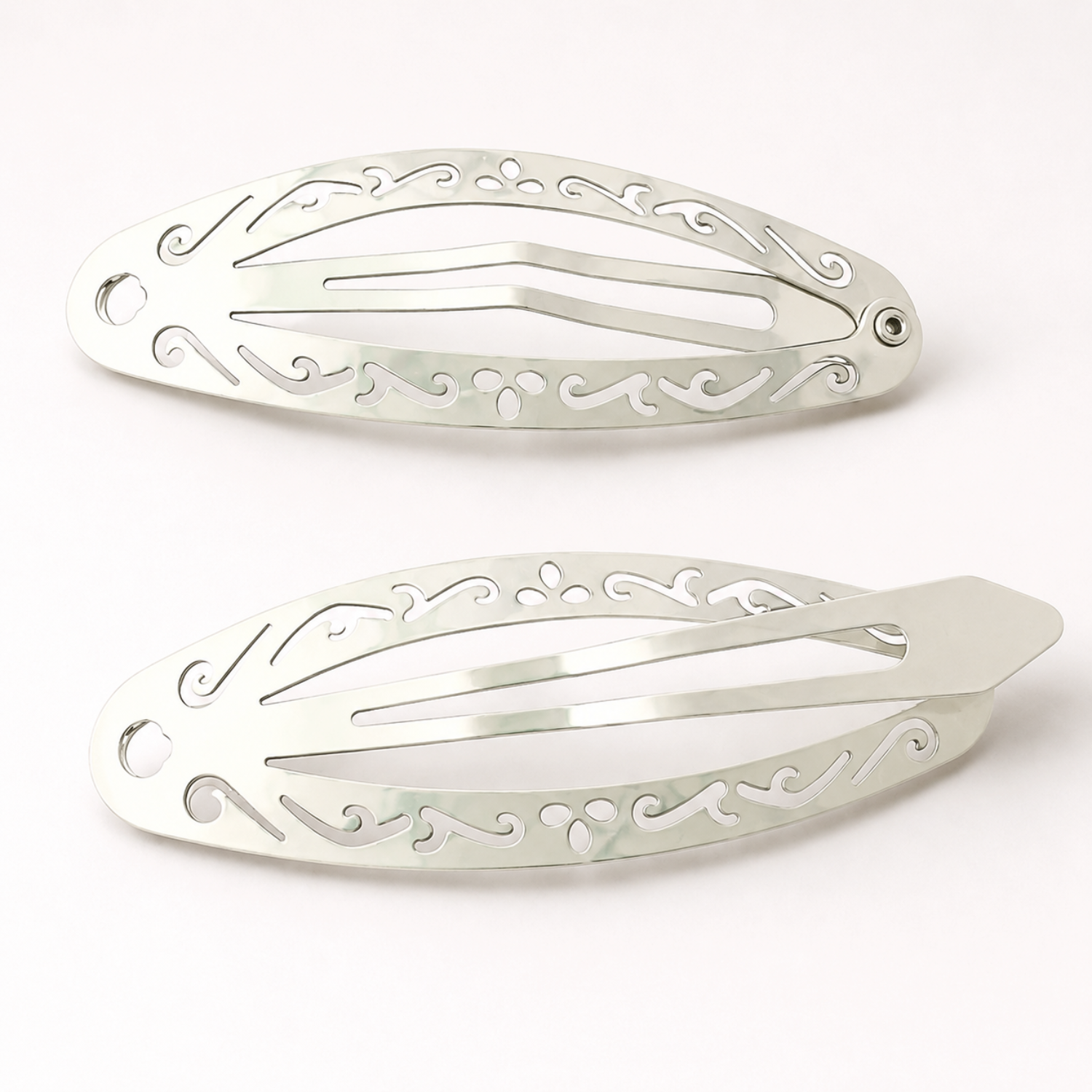 Moeni Filigree Cutout 3.25" Large Metal Snap Hair Clips Barrettes Womens 4 Pack