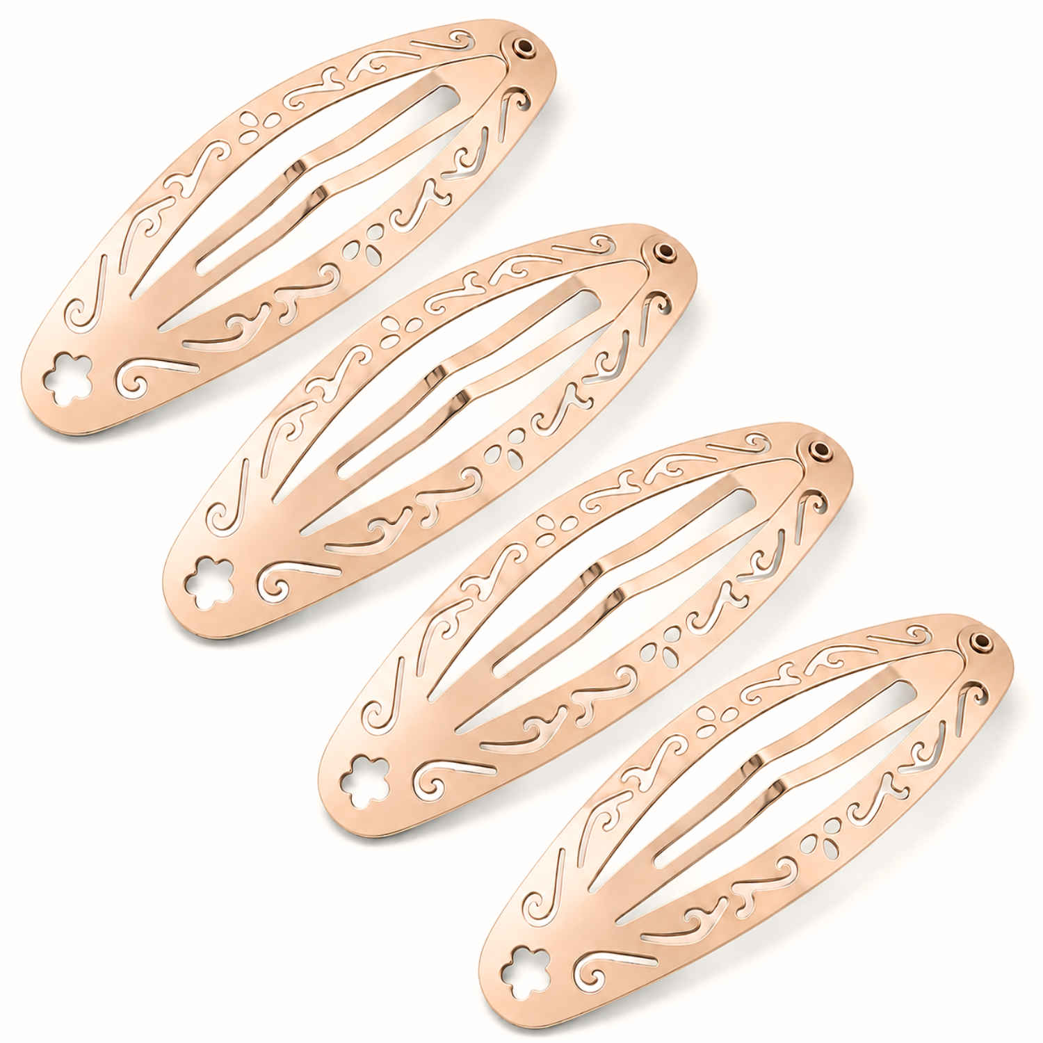 Moeni Filigree Cutout 3.25" Large Metal Snap Hair Clips Barrettes Womens 4 Pack
