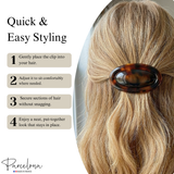 Parcelona French Dome O Ring Barrette Tortoise Shell No Slip Hair Clips Set of 2