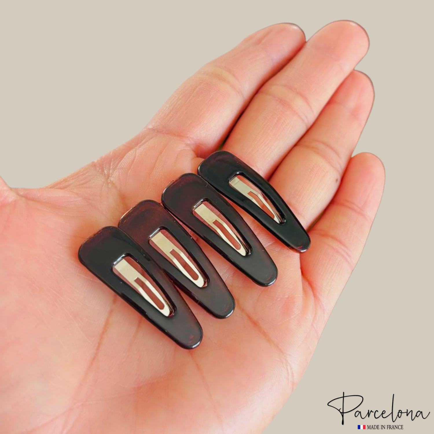 Parcelona French Mini Set of 4 Small 1.25" Cellulose Snap Hair Pins for Women