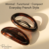 Parcelona French Dome O Ring Barrette Tortoise Shell No Slip Hair Clips Set of 2