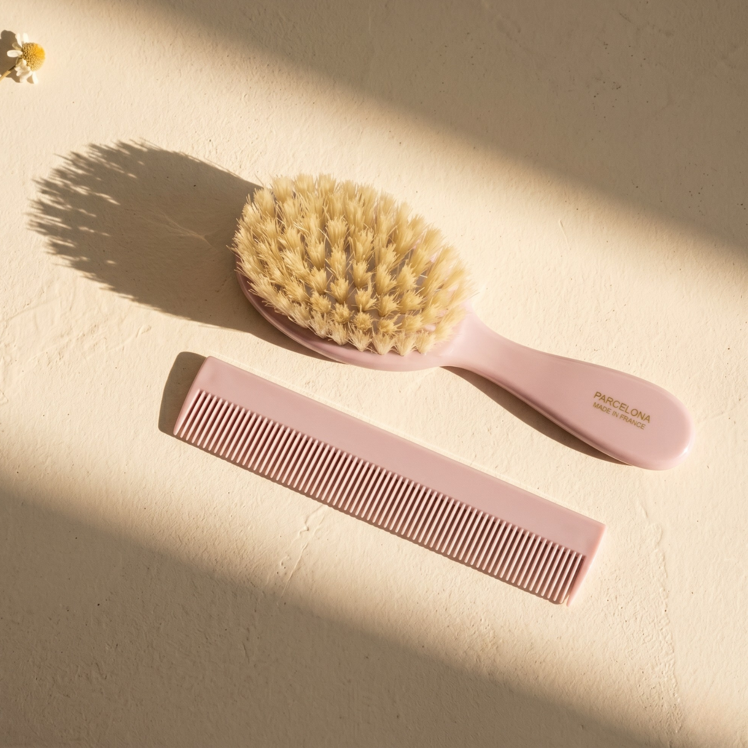 Parcelona French Grooming Combo 6” Cellulose Baby Brush and Comb for Toddlers