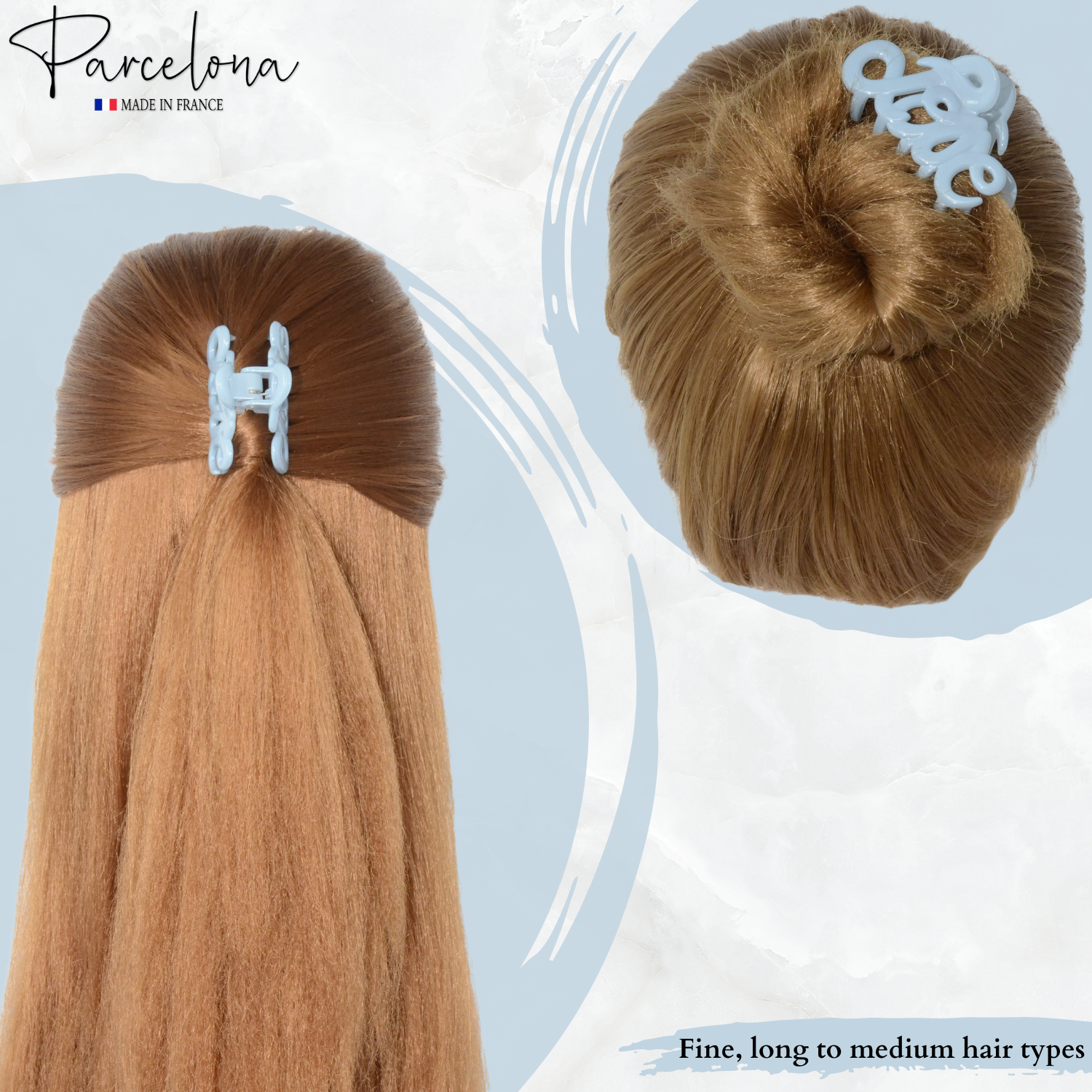 Parcelona French Love Small 2" Cellulose Acetate Hair Claws for Women and Girls