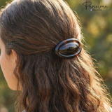 Parcelona French Dome O Ring Barrette Tortoise Shell No Slip Hair Clips Set of 2