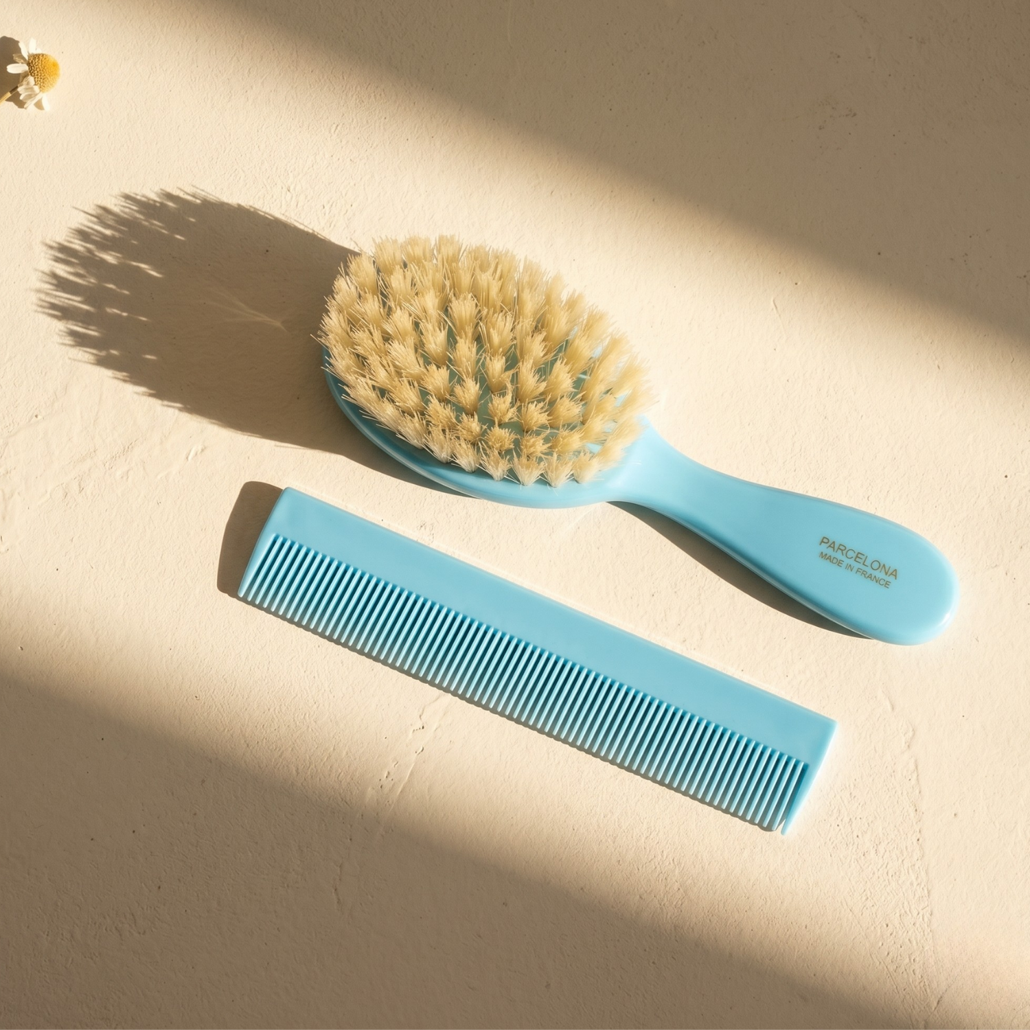 Parcelona French Grooming Combo 6” Cellulose Baby Brush and Comb for Toddlers