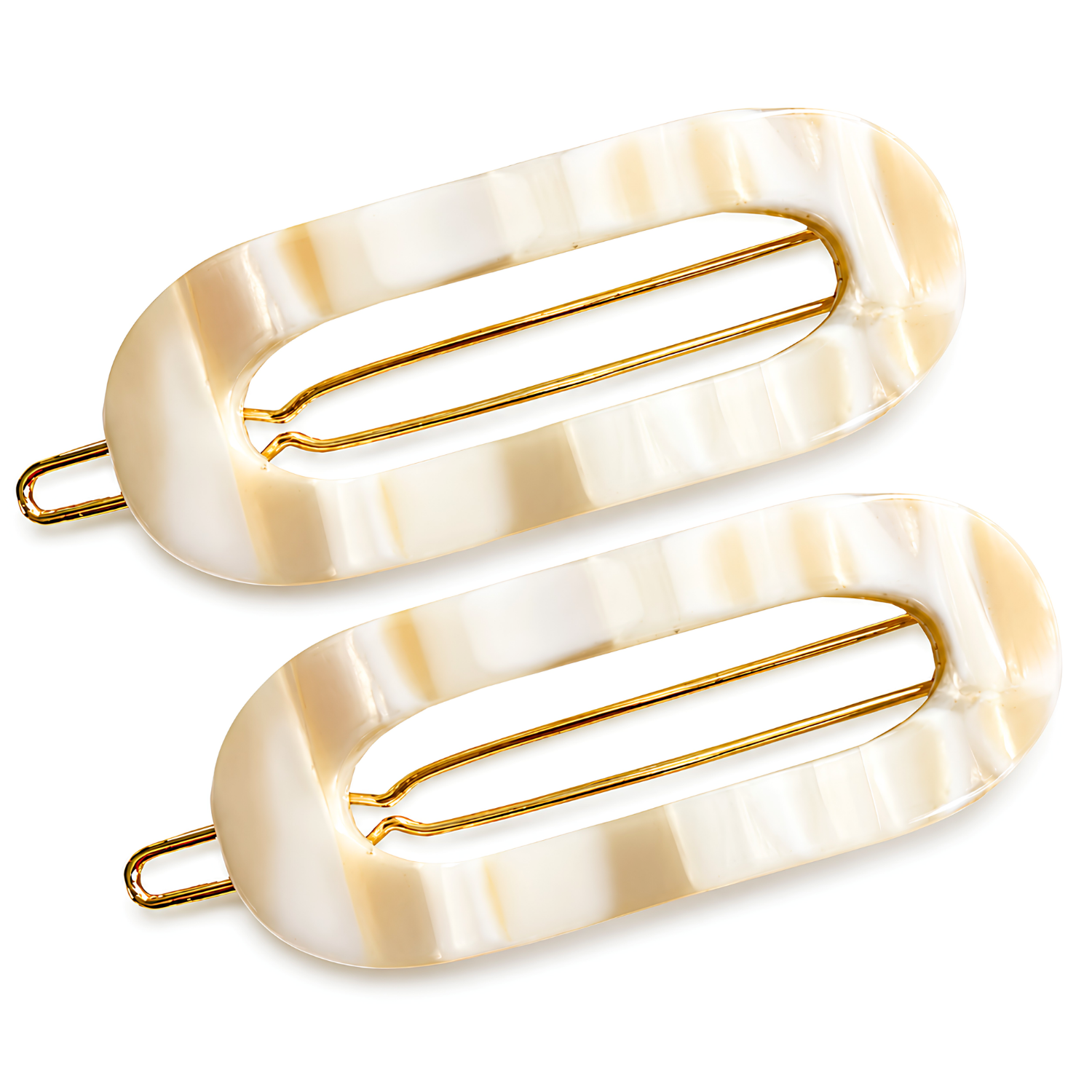French Amie Mini Oval 2” Cellulose Handmade Snap Tige Boule Hair Clips