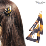 French Amie Pyramid Small Tokyo & Onyx Handmade Snap on Hair Pin Clips Barrette