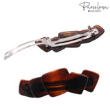 Parcelona French Cube Tortoise Shell Celluloid Automatic Hair Clip Barrette