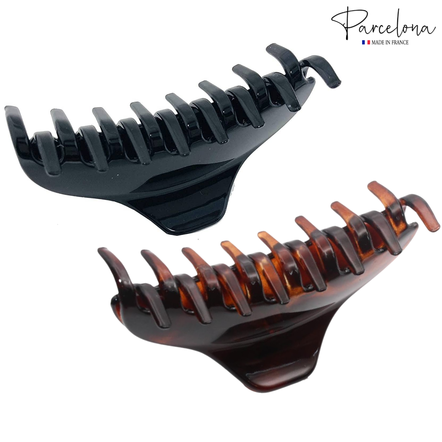 Parcelona French Boss Thin and Narrow Cellulose Hair Claws for Women (2 Pcs)
