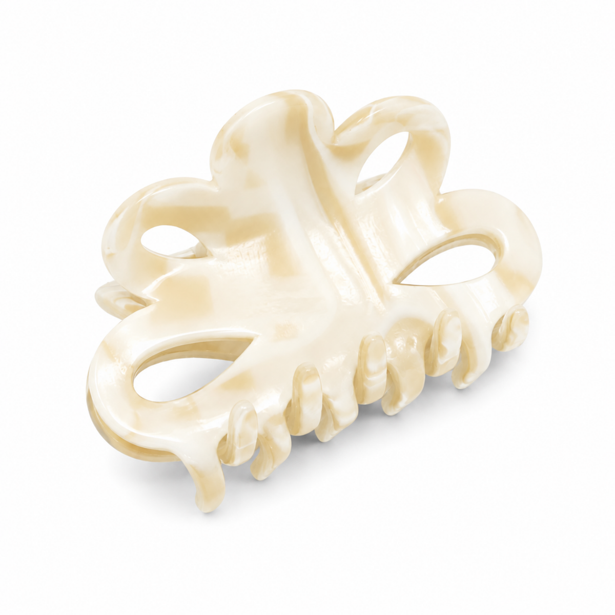 French Amie Flower Small 2 1/4"Handmade Cellulose Covered Spring Hair Claw Clips