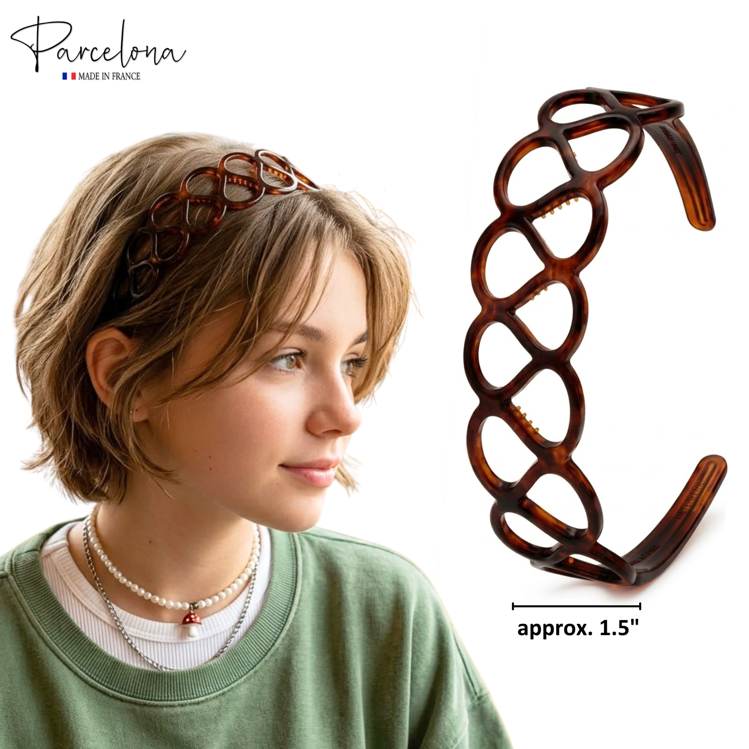 Parcelona French Twisted Loops Shell 1 1/2” Wide Flexible Hair Headband