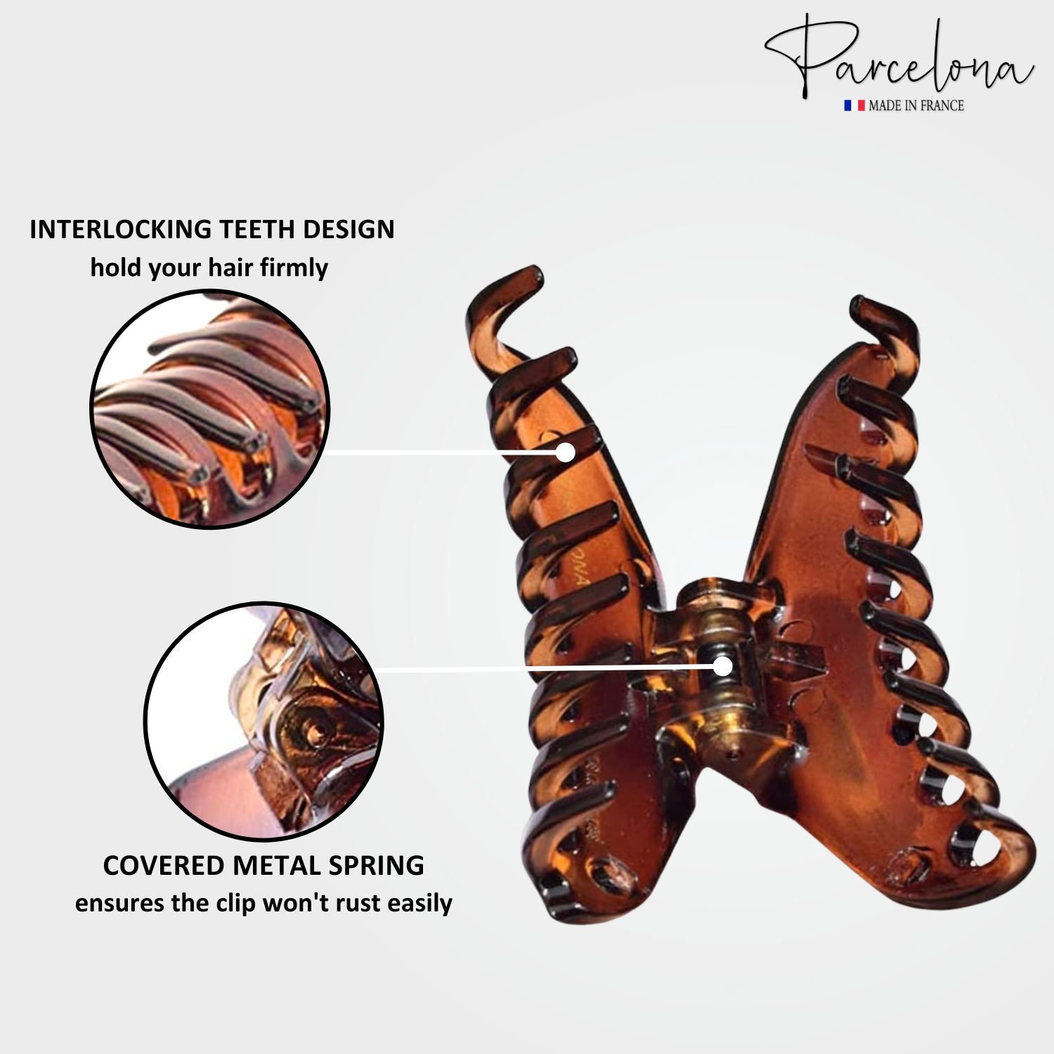 Parcelona France Skinny Boss Hair Claw 2 1/4" Small Jaw Hair Clips for Women