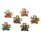 Moeni Mini Butterfly 3/4" Metal Crystal Set of 6 Jaw Claw Hair Clips