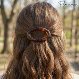Parcelona French Dome O Ring Barrette Tortoise Shell No Slip Hair Clips Set of 2