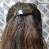 Parcelona French Rectangle Bar Brown Large 3 1/2” Celluloid Hair Clip Barrette