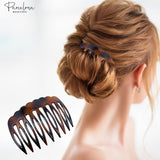Parcelona French Scallop Edge Brown Small 9 Teeth Good Grip Hair Side Combs