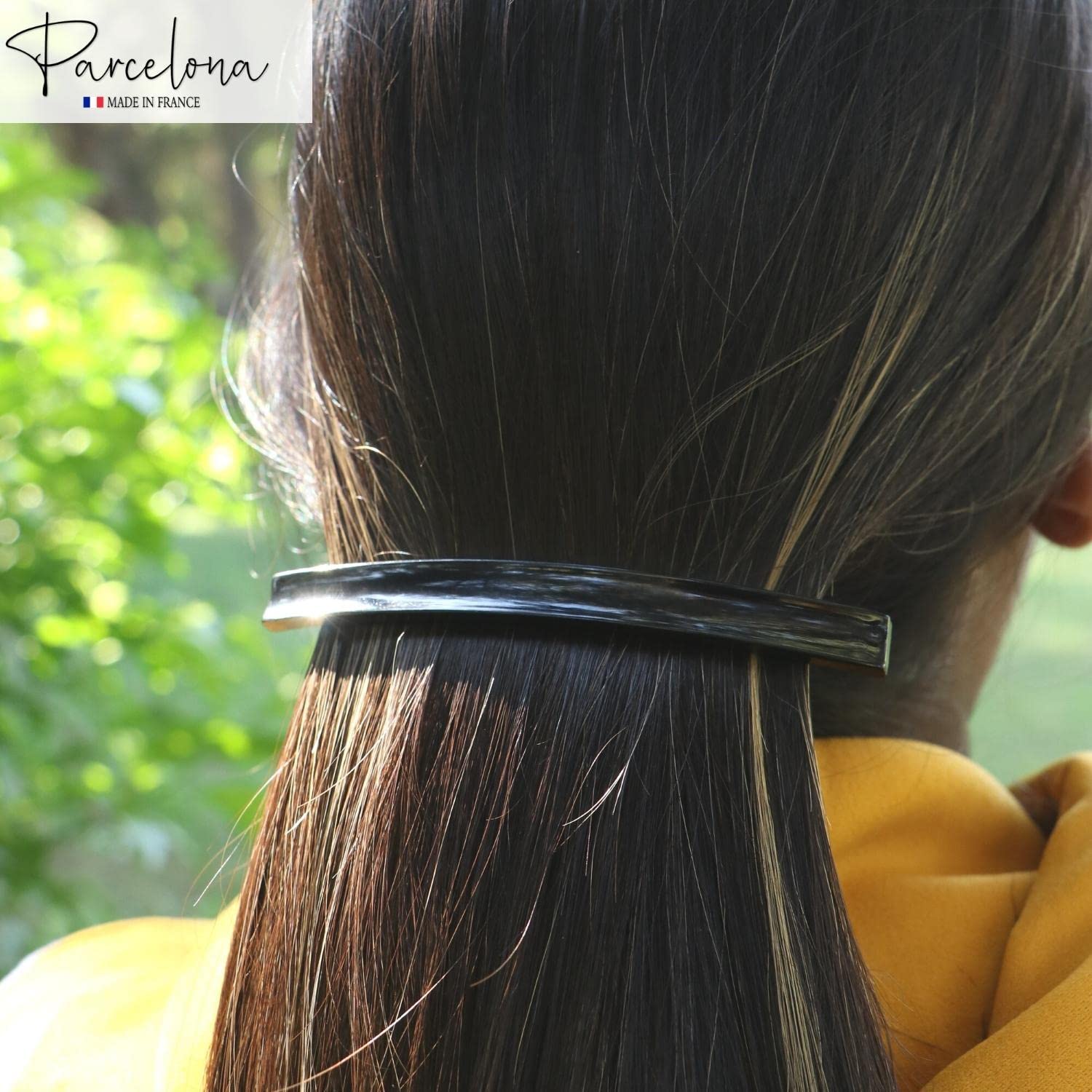 Parcelona French Long and Thin Large Cellulose Hair Barrette for Women and Girls