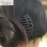 Parcelona French Twisted Circles Shell Matte Finish Set of 2 Flexible Side Hair