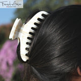 French Amie Curved Extra Large Narrow Ivory Handmade Long Hair Claw Clip