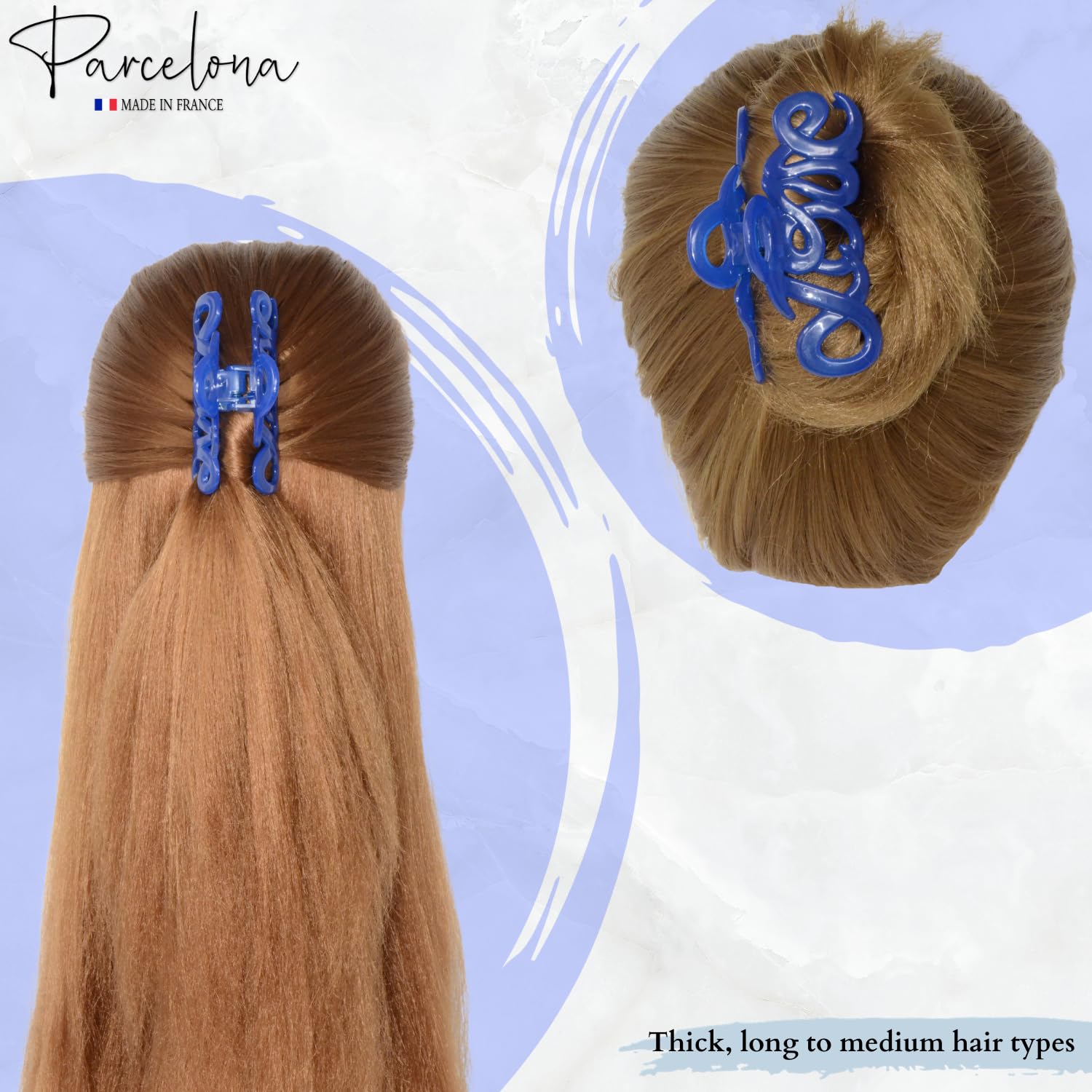 Parcelona French Love Medium 3" Cellulose Acetate Hair Claw Clip for Women