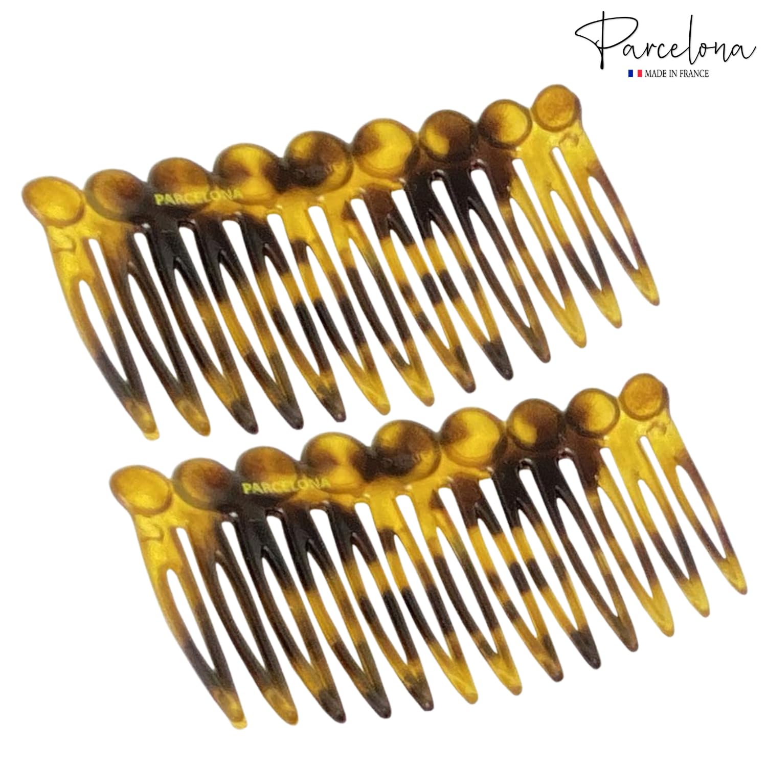 Parcelona French Circles Edge Small 2.75” Cellulose Side Hair Combs - 2 Pcs