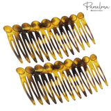 Parcelona French Circles Edge Small 2.75” Celluloid Side Hair Combs - 2 Pcs