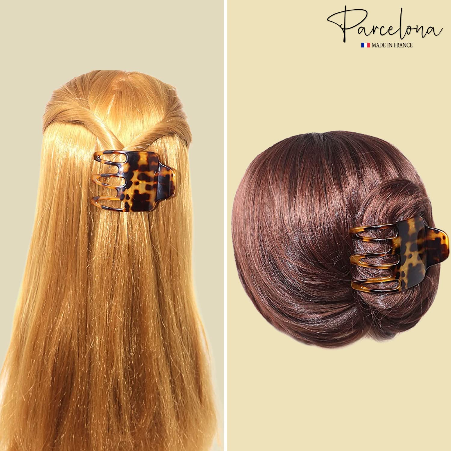 Parcelona French Wide Paw Medium Cellulose Side Slide Yoga Hair Claw for Women