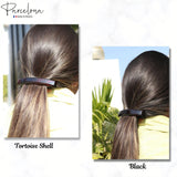 Parcelona French Bar Volume Large Shell N Black Celluloid Hair Barrettes(2 Pcs)