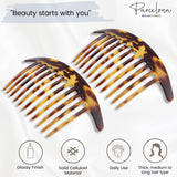 Parcelona French Tapered Edge 11 Teeth Side Hair Combs for Women & Girls (2Pcs)