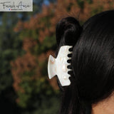 French Amie Chic Ivory Handmade Large 3 Inch Celluloid Jaw Hair Claw Clip