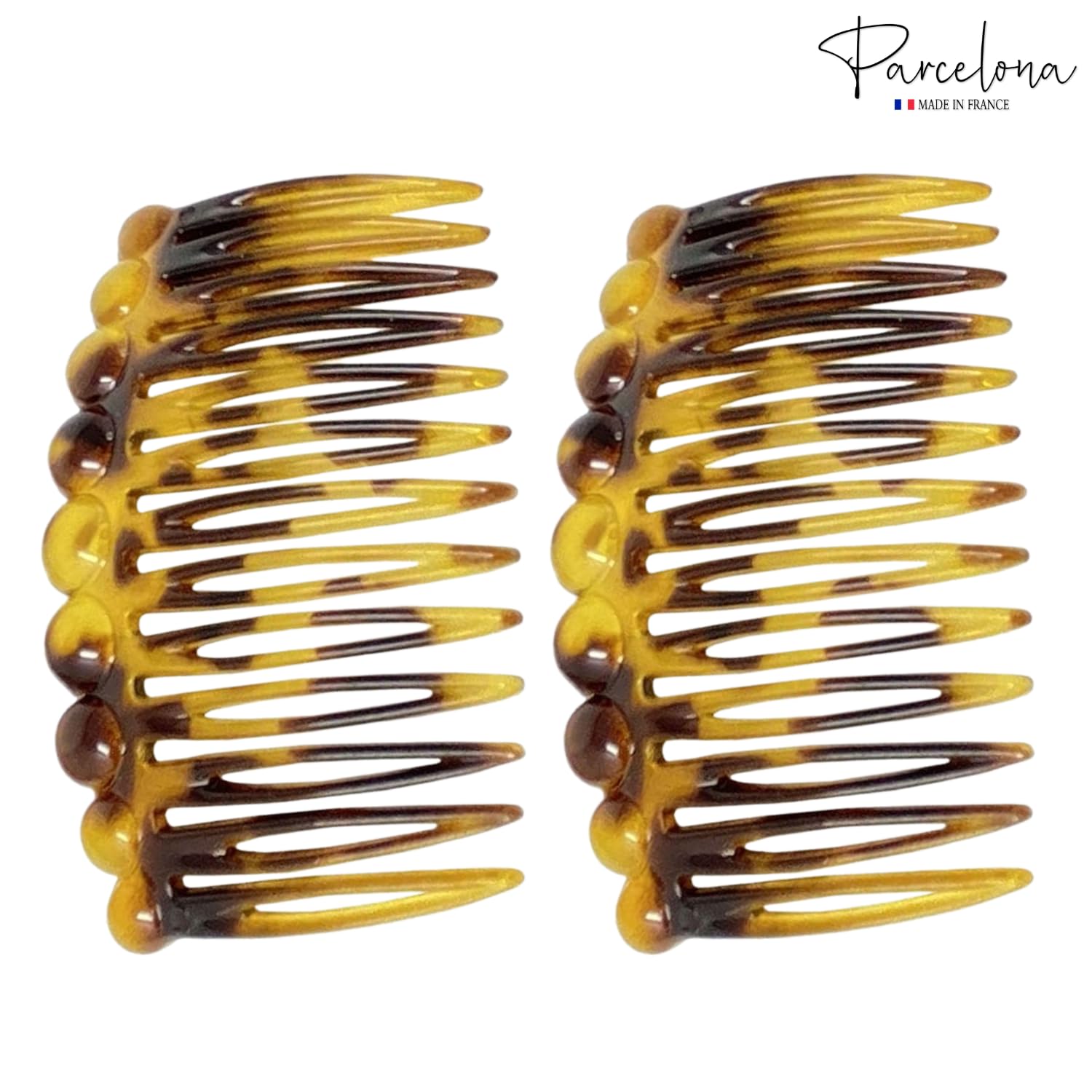 Parcelona French Circles Edge Small 2.75” Cellulose Side Hair Combs - 2 Pcs
