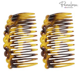 Parcelona French Circles Edge Small 2.75” Celluloid Side Hair Combs - 2 Pcs