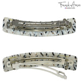 French Amie Long Rectangle Handmade Large Hair Barrette Clip for Women N Girls
