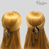 Parcelona French Round Fish Small Banana Hair Clip Set of 2(Black-Shell)