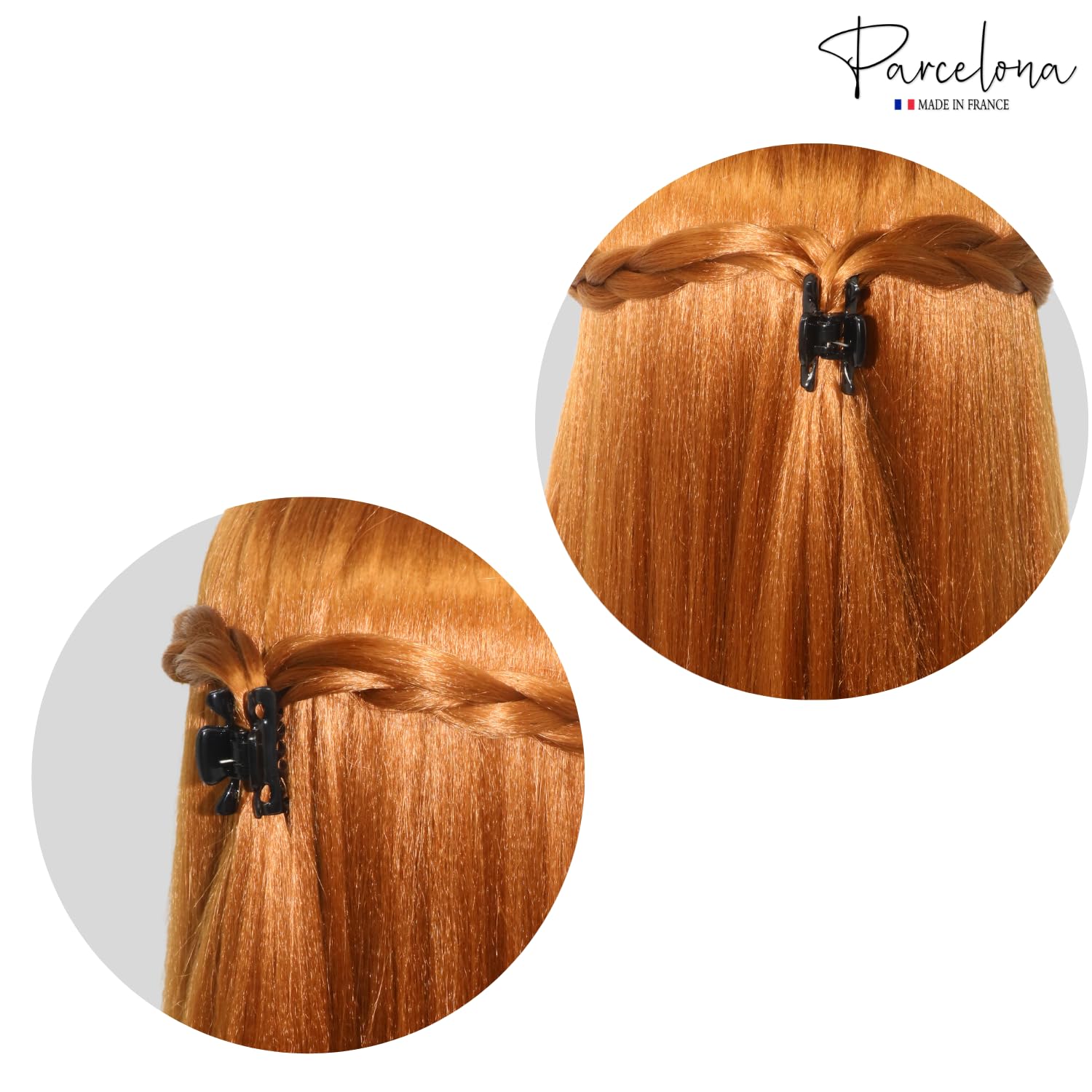 Parcelona French Classic 1.5" Small Celluloid Set of 3 Hair Claws for Women