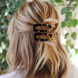French Amie Mini Oval 2” Celluloid Handmade Snap Tige Boule Hair Clips
