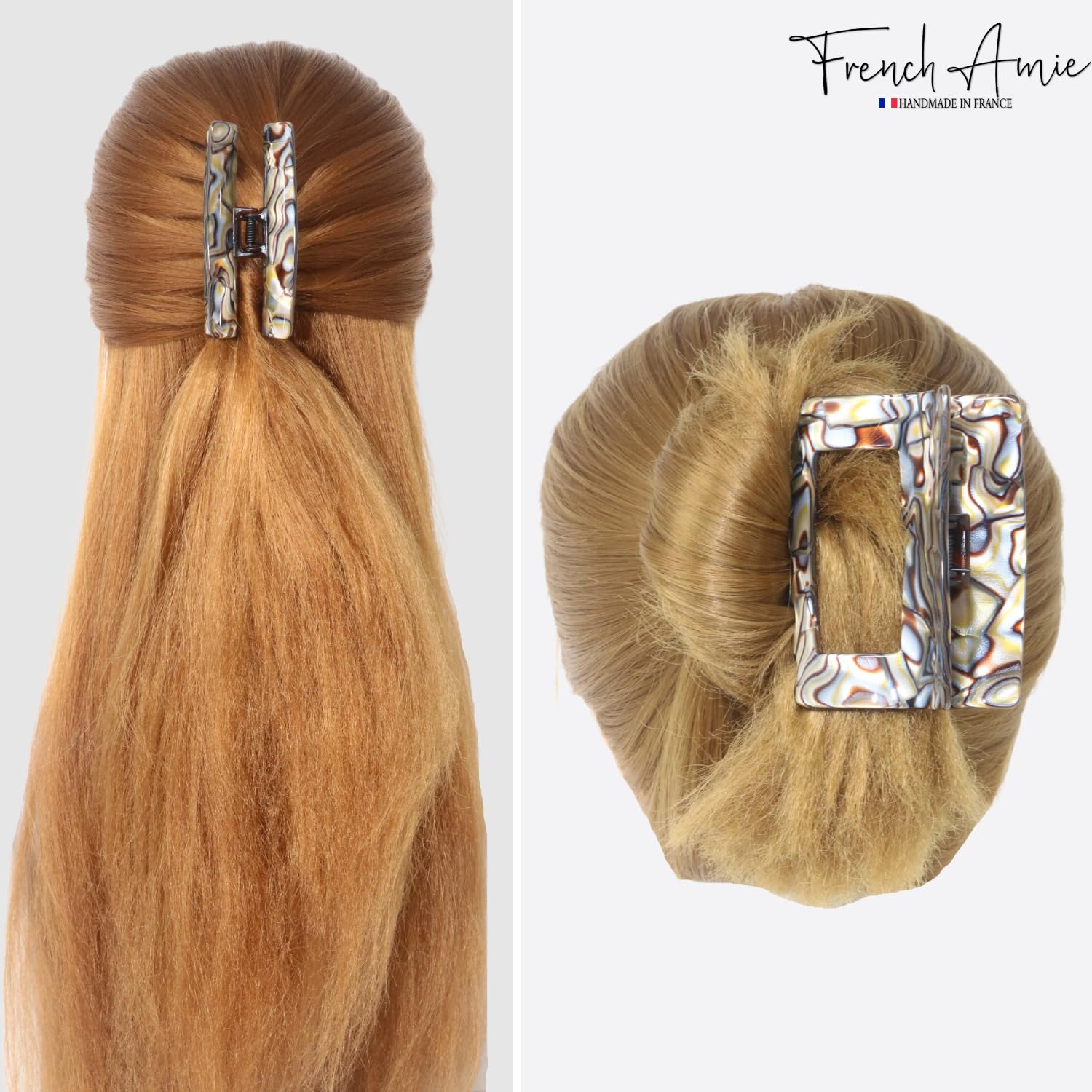French Amie Geo Large 3" Cellulose Handmade Jaw Hair Claw Clip for Women