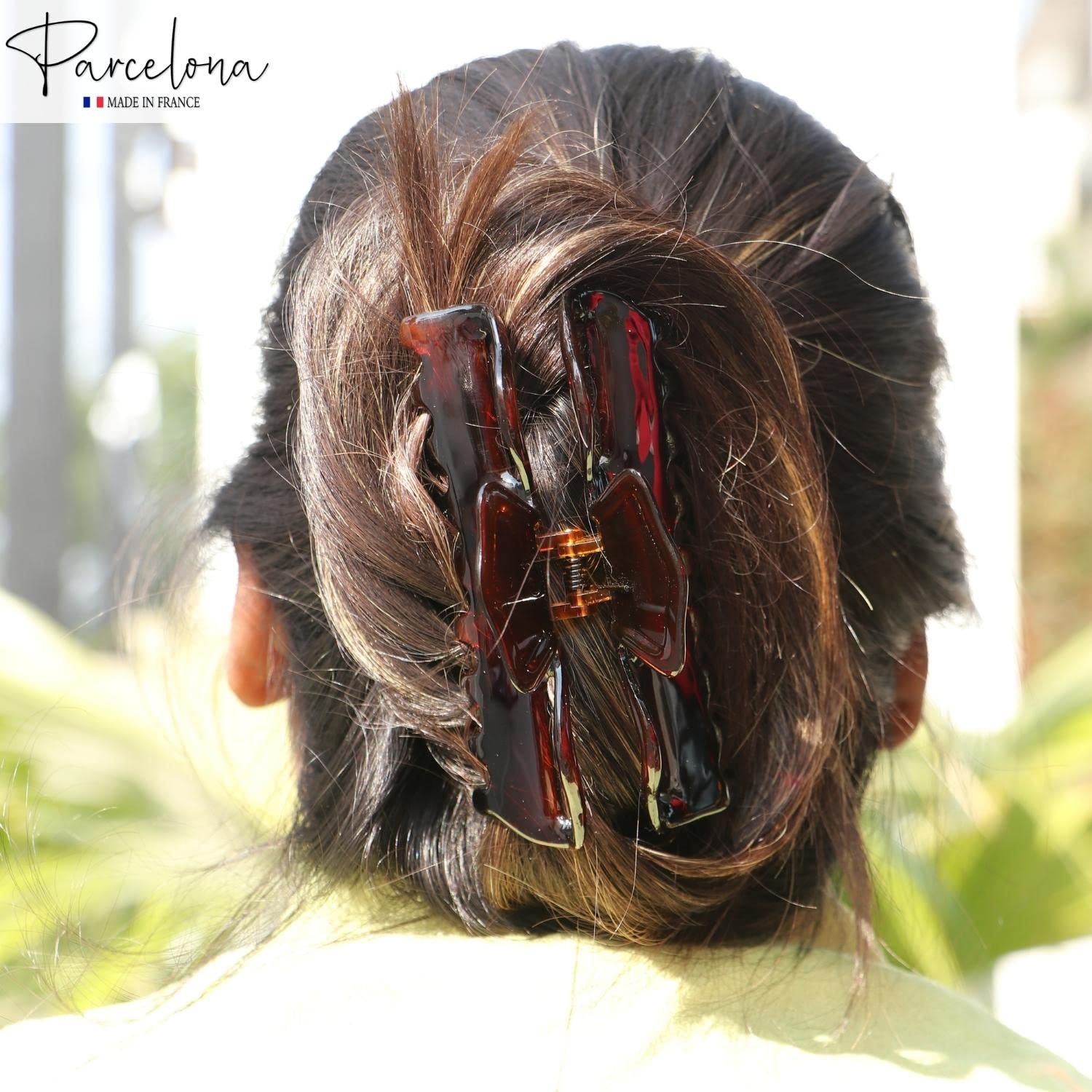 Parcelona French Large Shell 4.25" Cellulose Jaw Hair Claw for Women and Girls