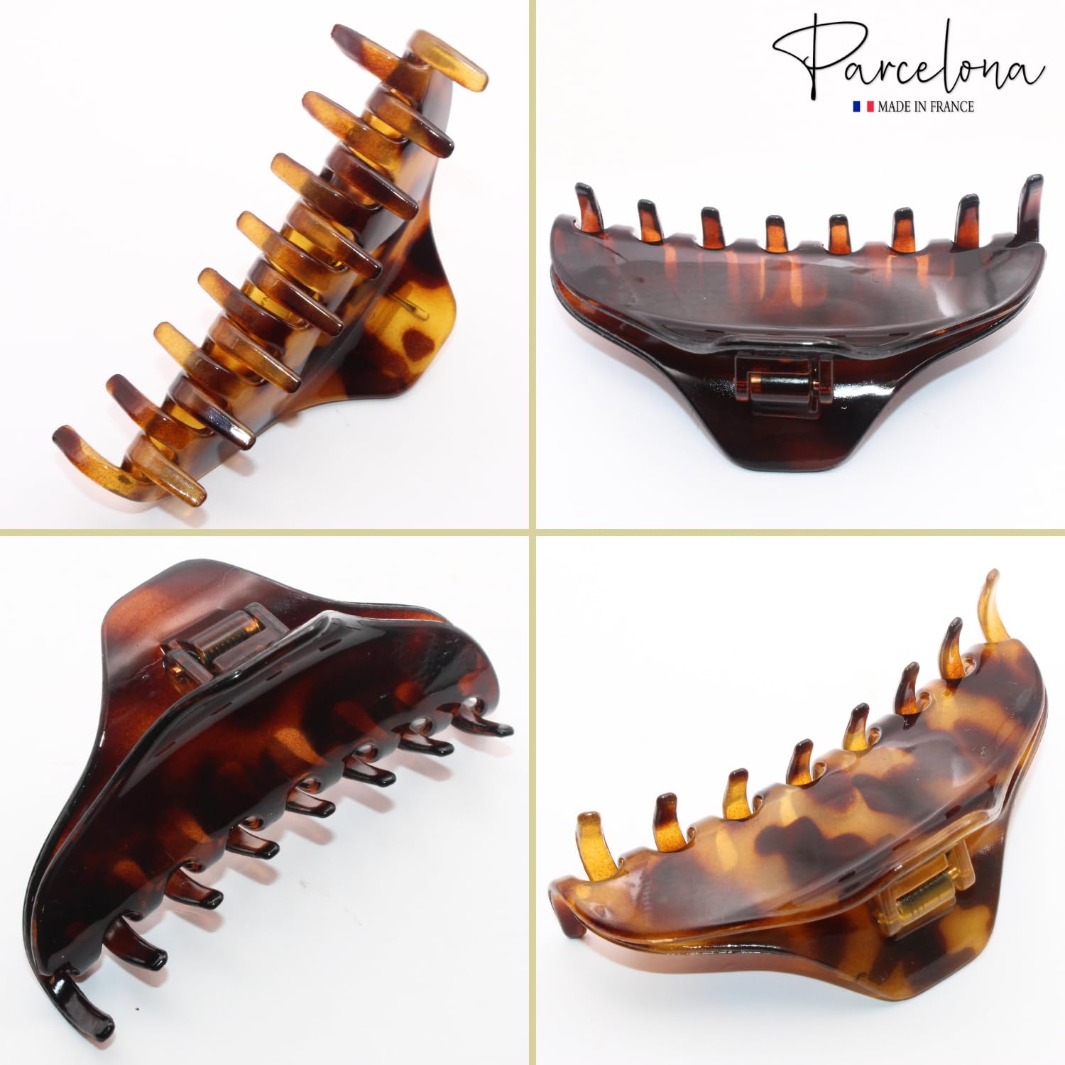 Parcelona French Boss Thin and Narrow Cellulose Hair Claws for Women (2 Pcs)