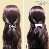 French Amie Classy Bow Small Cream and White Tokyo Handmade Hair Barrettes