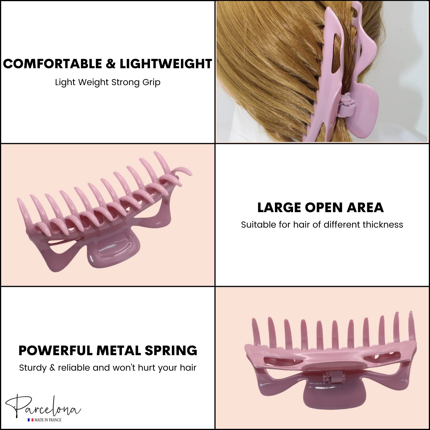 Parcelona French Classic Jumbo Large 5 1/2" Cellulose Hair Claw Clip for Women