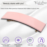 French Amie Medium Fine Wide Rectangular Handmade Hair Barrette for Women