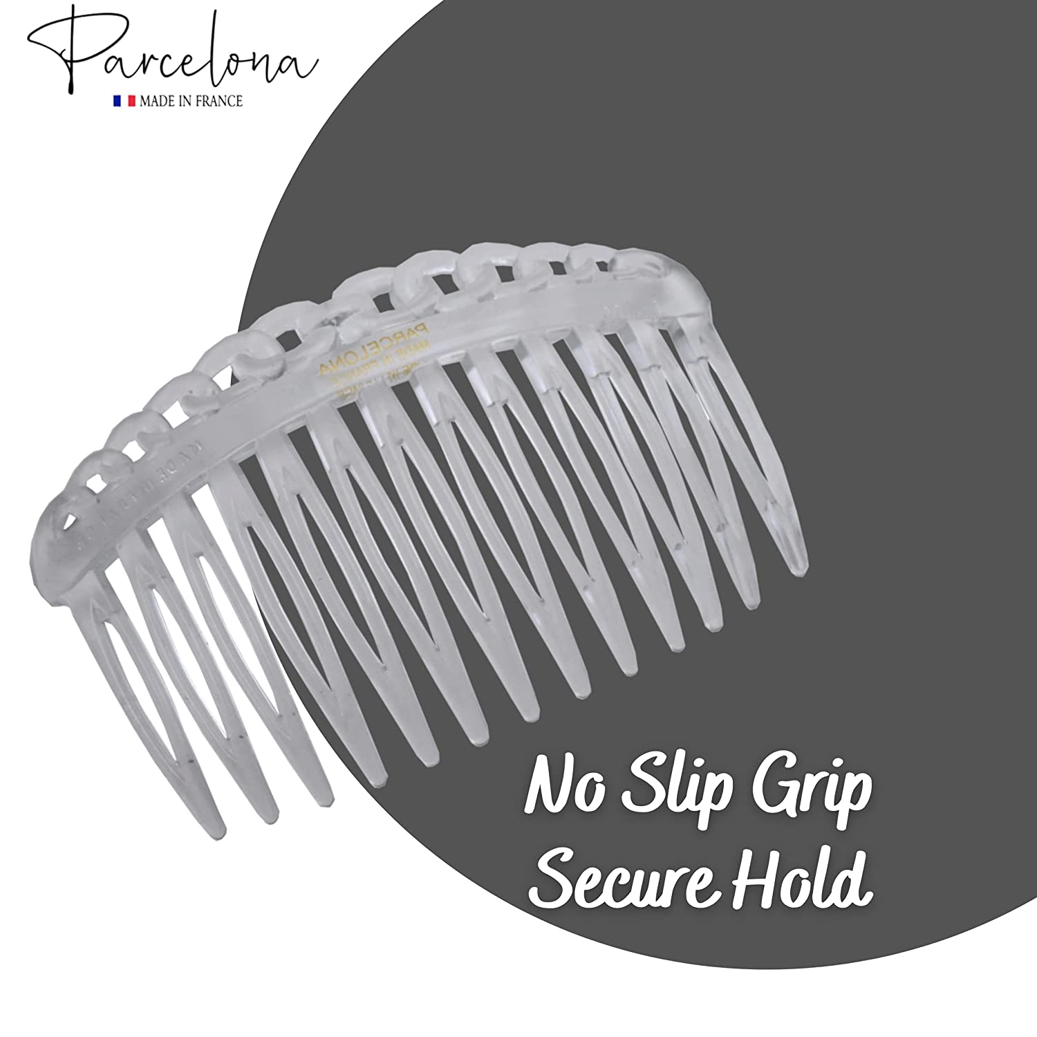 Parcelona French Loop Edge Clear Small 2 3/4" Cellulose Side Hair Combs (2 Pcs)