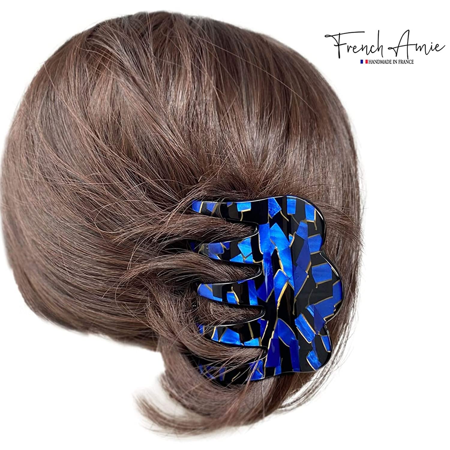 French Amie Crown Wave Small 2.5” Cellulose Handmade Interlocking Hair Claw