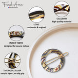 French Amie Mini Circle Celluloid Handmade Hair Clips Snap on Side Slide Clip