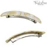 French Amie Long Rectangle Handmade Large Hair Barrette Clip for Women N Girls
